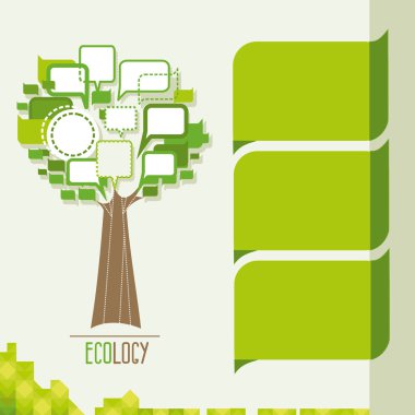 Yeşil ağaç simgesiyle kabarcıkları ile