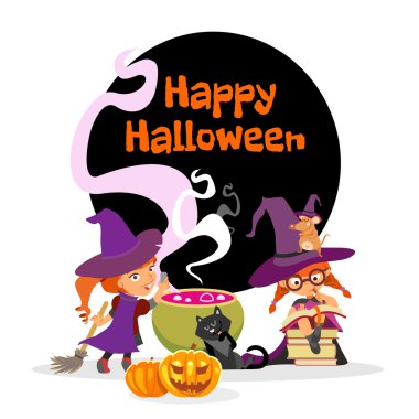 Sevimli karikatür mutlu cadılar bayramı 