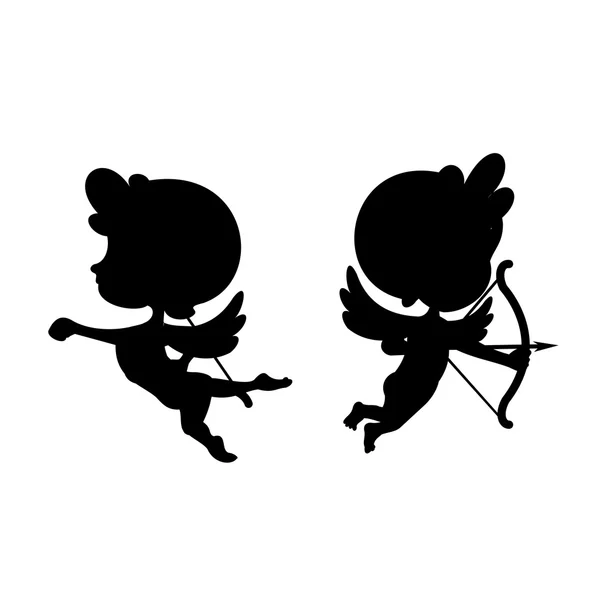 Silhouettes of cartoon cupids — Stock Vector