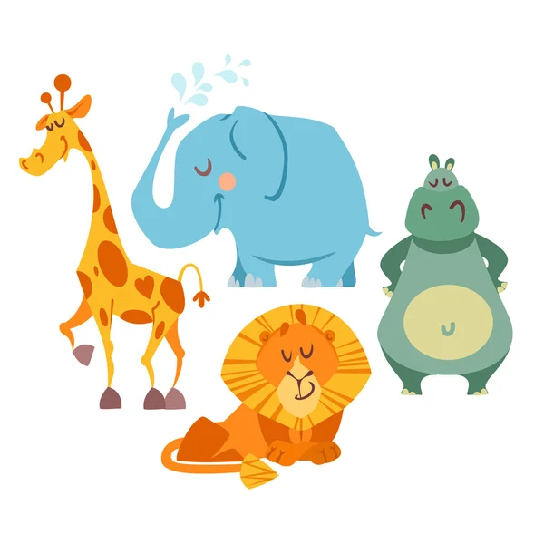 Şirin kawaii karikatür hayvanlar — Stok Vektör