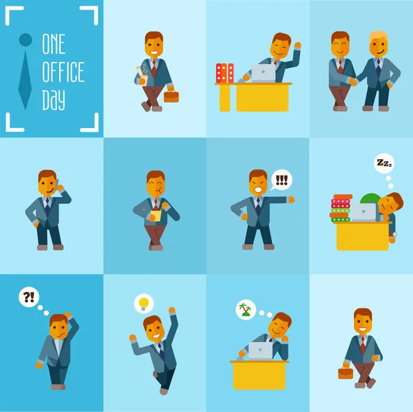 Carino cartoni animati uomini d'affari in ufficio — Vettoriale Stock