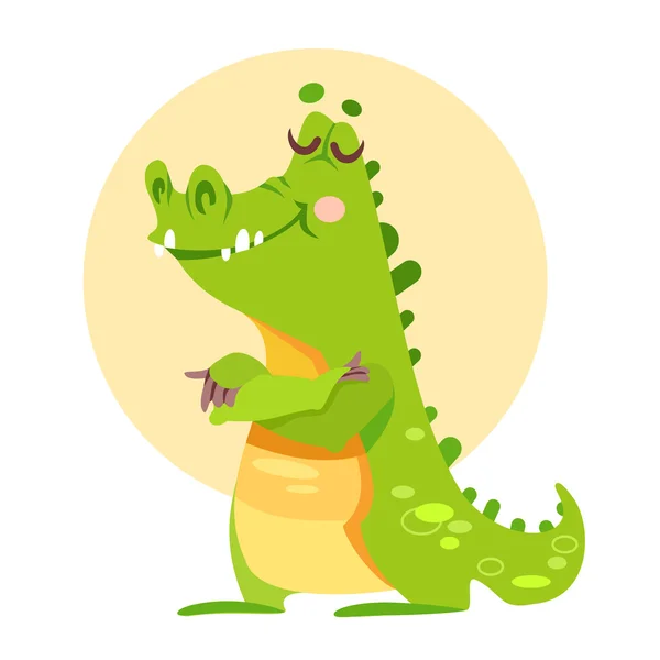 Linda mascota de cocodrilo de dibujos animados . — Vector de stock