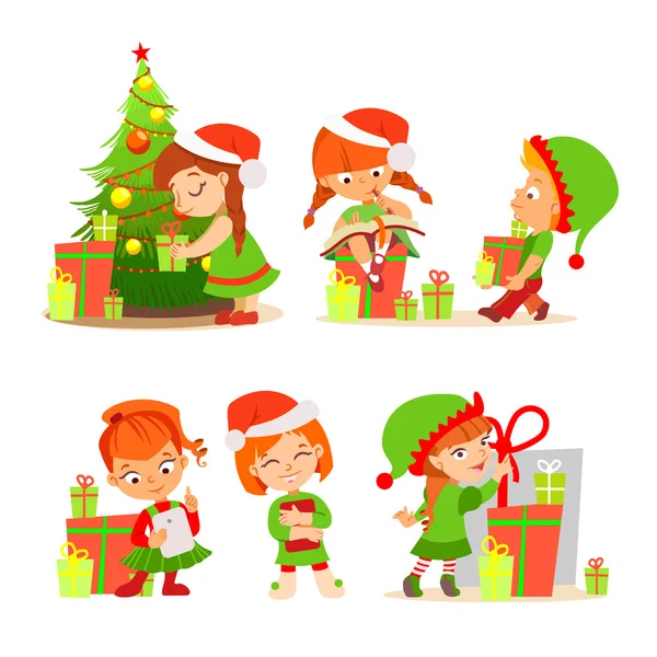 Elfos de Navidad de Santa — Vector de stock