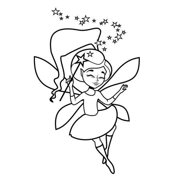 かわいい漫画の空飛ぶ妖精 — ストックベクタ