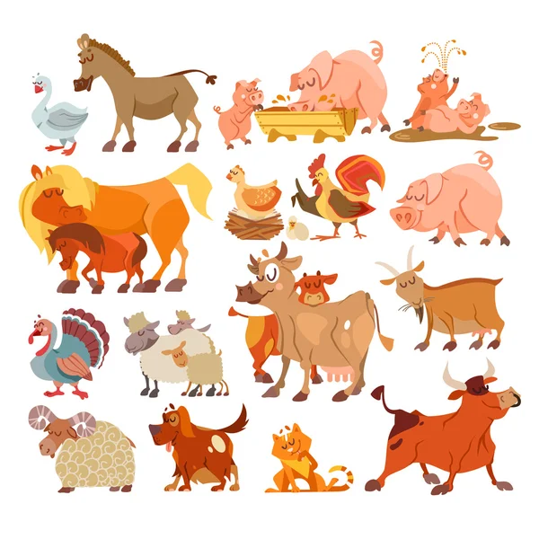 かわいい漫画の農場の動物 — ストックベクタ