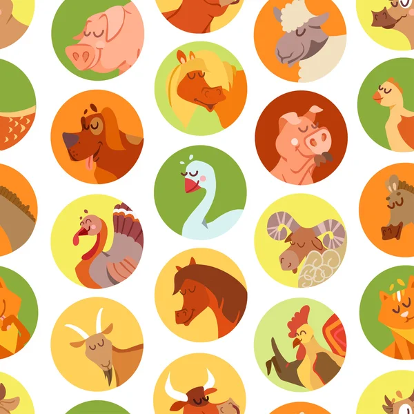 Seamless pattern with  farm animals — Stock Vector