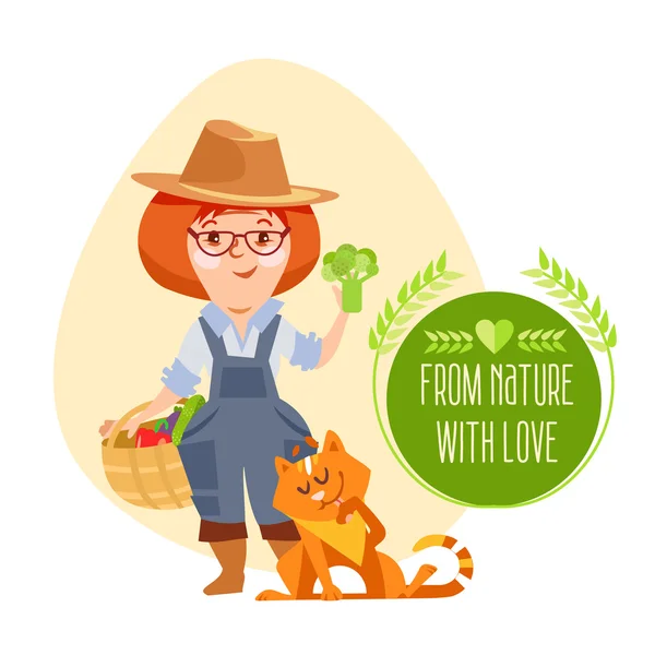 Rajzfilm farmer nő — Stock Vector