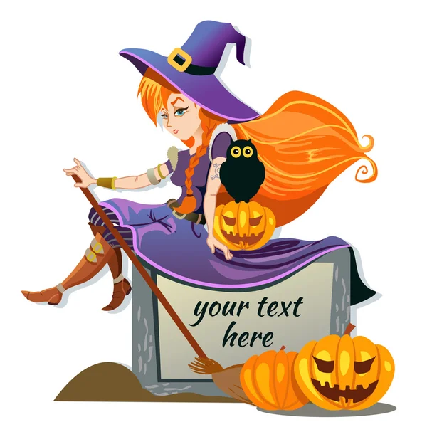 Witch Sitting On A Big Halloween Pumpkin Stock Vector Image By ©funnyclay 103140738