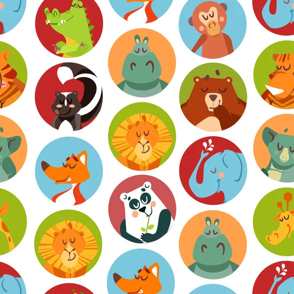 Seamless pattern with cartoon animals — Stock Illustration Seamless pattern with cartoon animals Vector Graphics