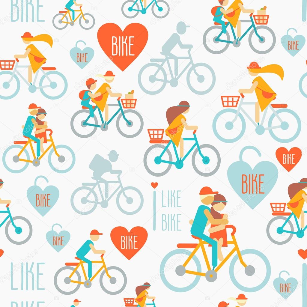 pattern with people riding on bicycles