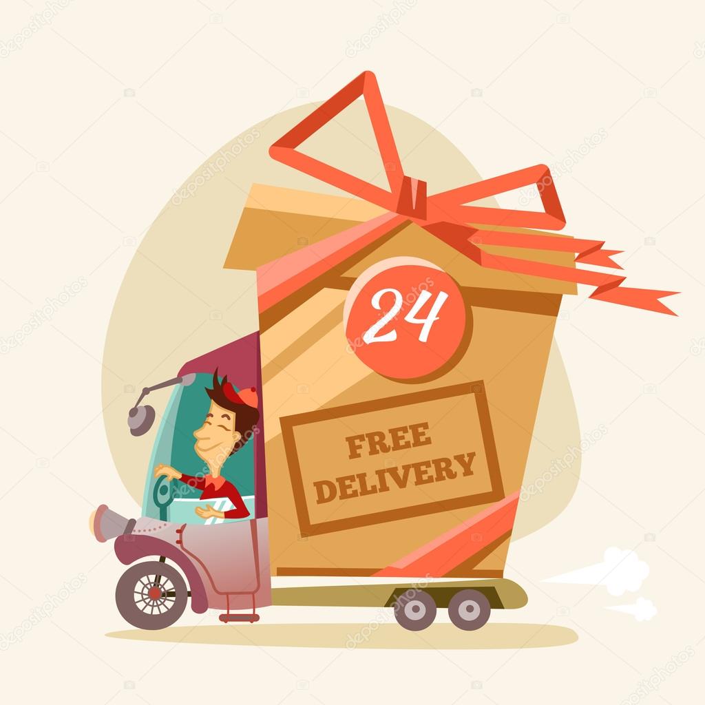 poster with free delivery truck.