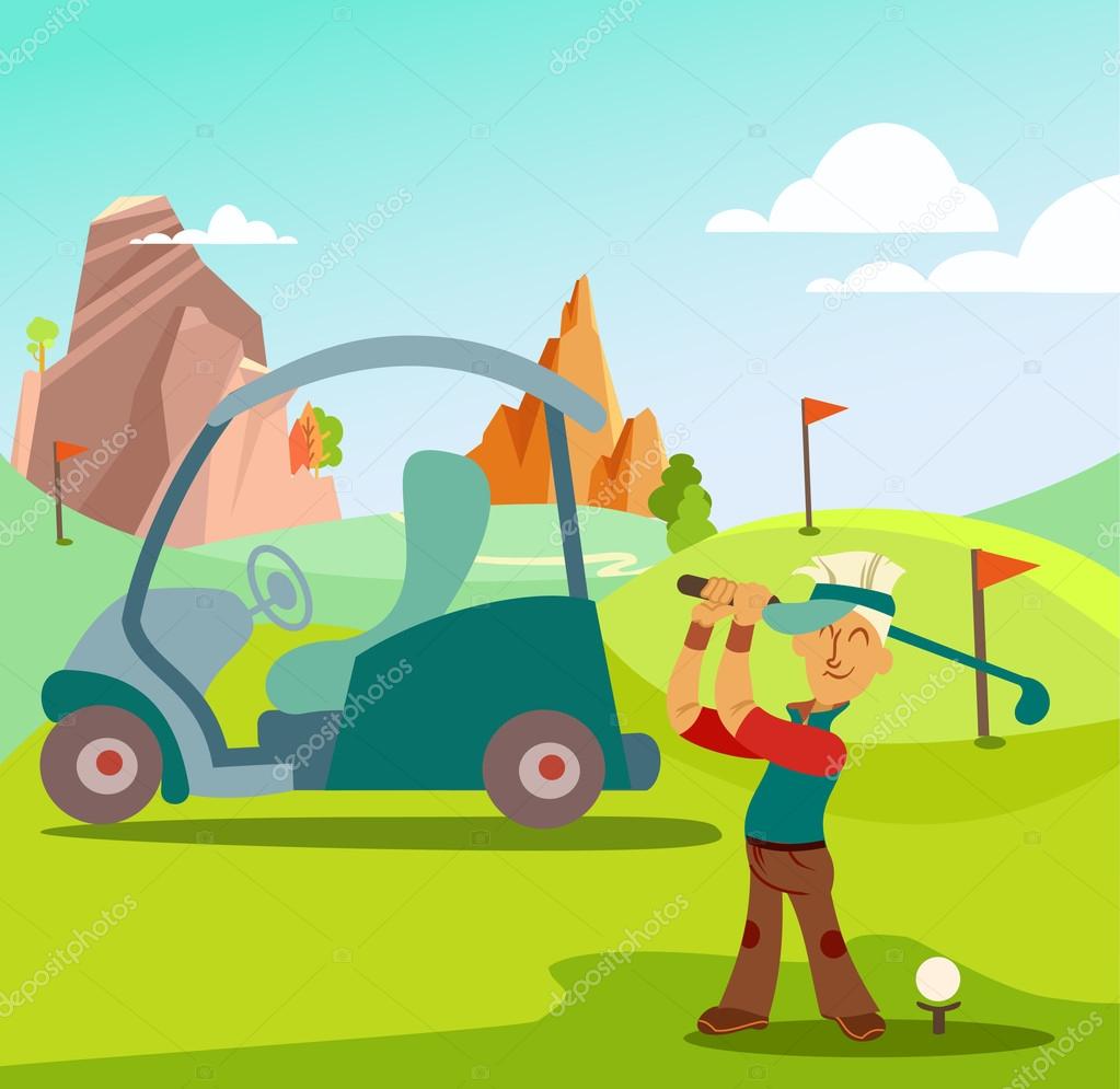 Cartoon Golf Player Doing A Swing Stockvektor C Funnyclay