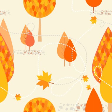 Sonbahar ağaçlarıyla kusursuz desen.