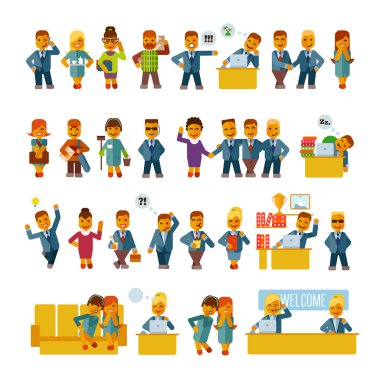 Karikatür ofis insanların Büyük seti.