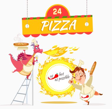 Pizza pişirme chef ile Dragon.