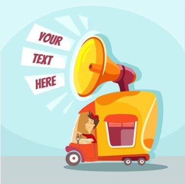 çizgi film van hoparlör ile