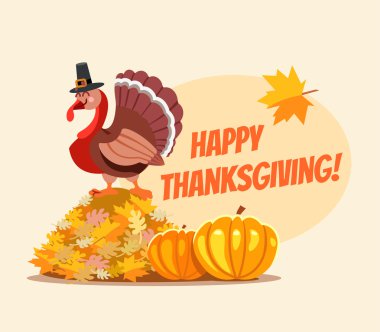 thanksgiving banner with turkey in pilgrim hat