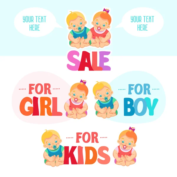 Cartoon van de kleine jongen en meisje — Stockvector