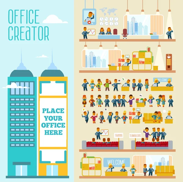 Great set with office people — Stock Vector