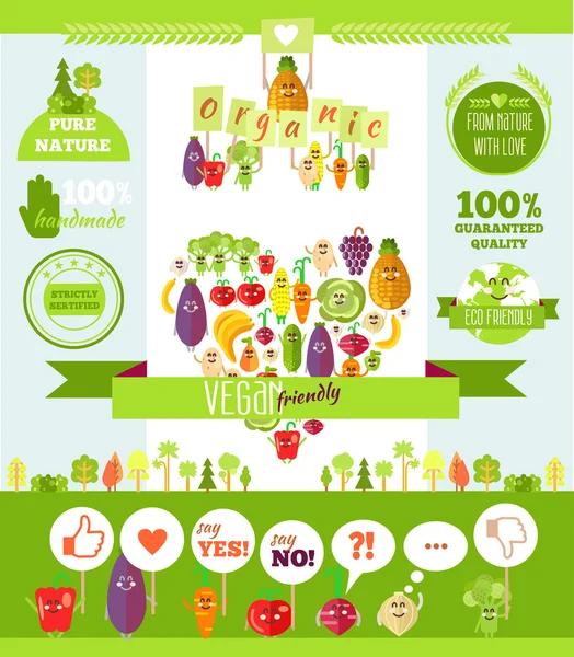 Infografie e illustrazioni vegetariane — Vettoriale Stock