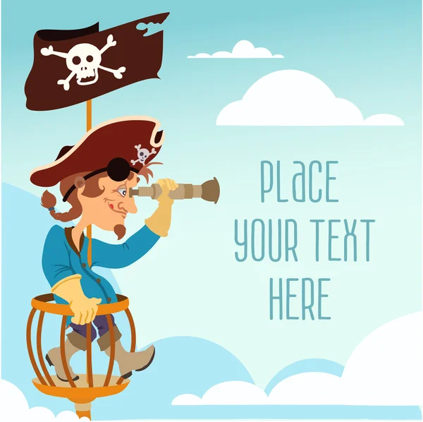 Cute cartoon pirate man — Stock Vector