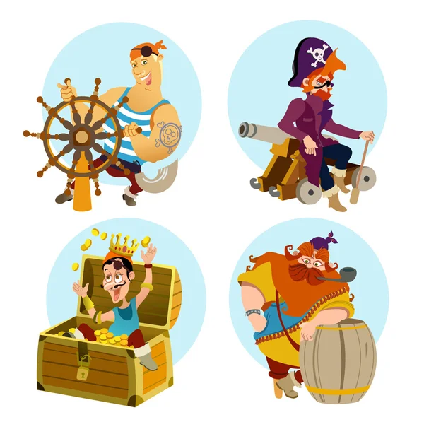 Lindo dibujos animados piratas hombres — Vector de stock