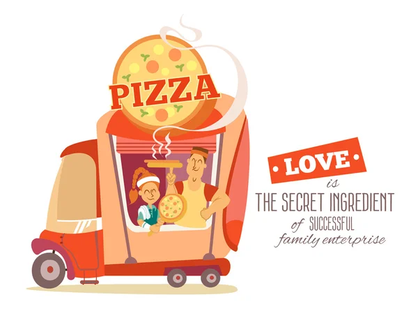 Cartoon voiture de pizza . — Image vectorielle