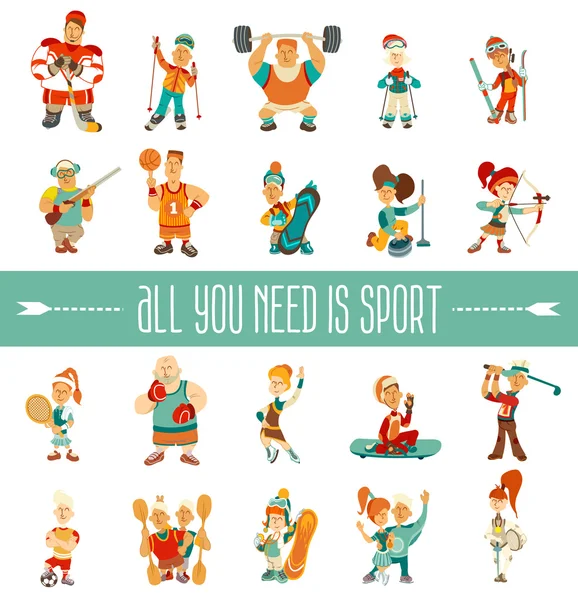 Juego de caracteres. Iconos deportivos — Archivo Imágenes Vectoriales