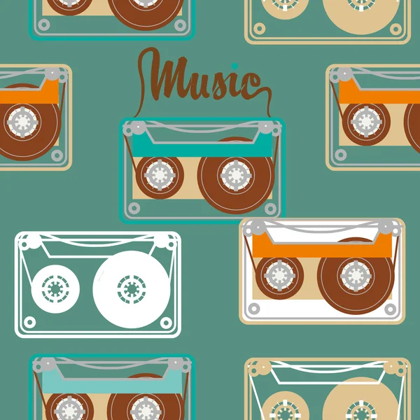 Patroon met tape cassettes — Stockvector