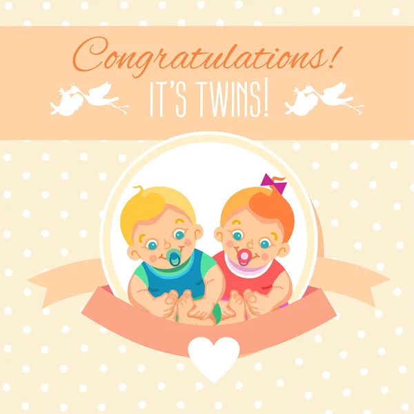 Sjabloon voor Twins pasgeboren baby's — Stockvector
