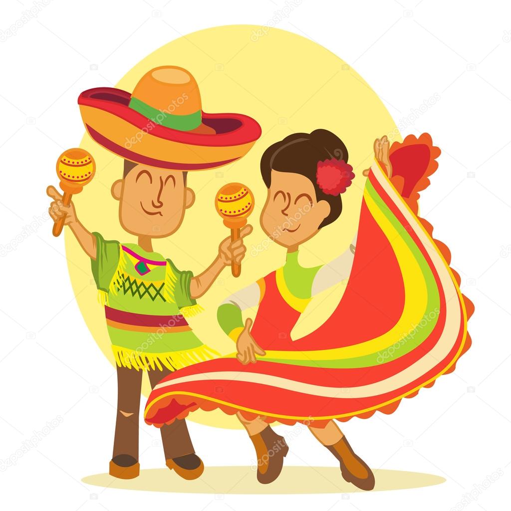 dancing mexicans in national costumes