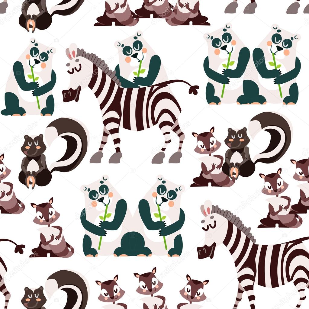 Cute seamless pattern with  animals