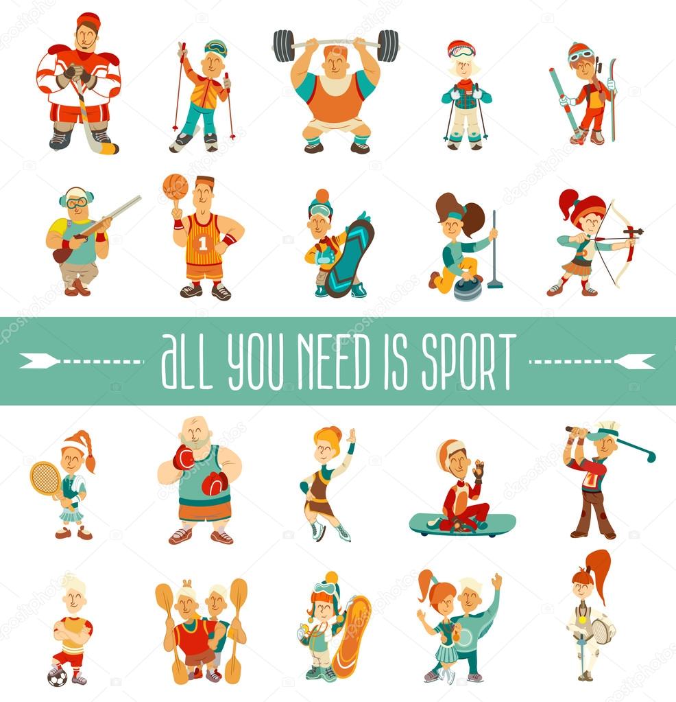 character set. Sport icons