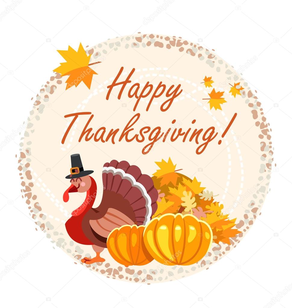 thanksgiving banner with turkey in pilgrim hat