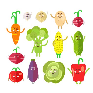 Düz çizgi film gözleri sebzelerle kümesi