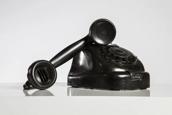 Černý telefon, retro — Stock fotografie