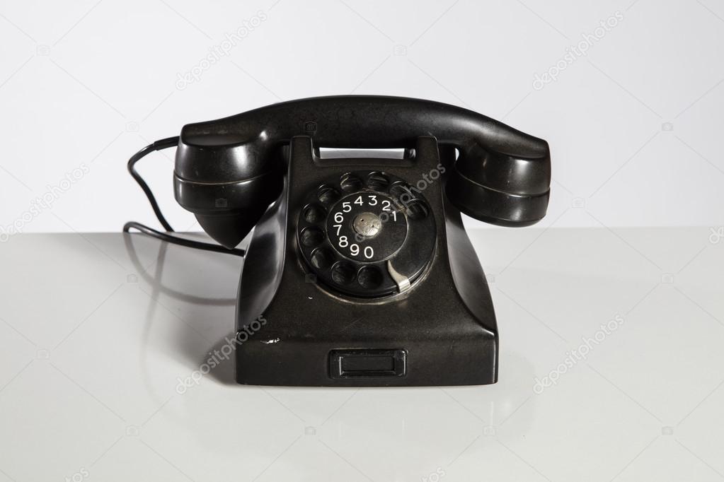 Black Phone, Old black telephone isolated on white