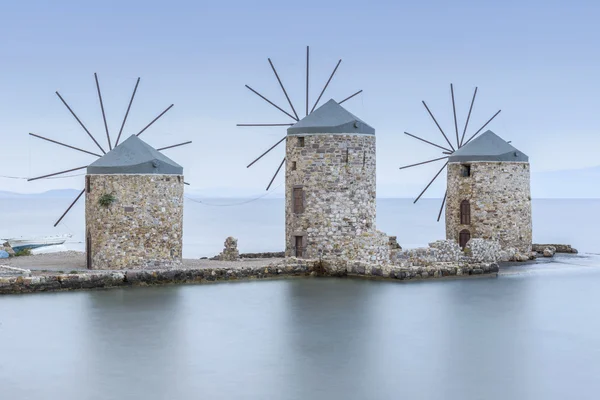 Alte Windmühlen von Chios bei Nacht — Stockfoto