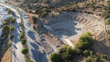 Ancient Theater of Bodrum from Above, Aerial View of Historical Amphitheater in Turkey