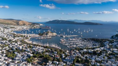 Aerial View of Bodrum Marina and Castle, Scenic Coastline of Turkey