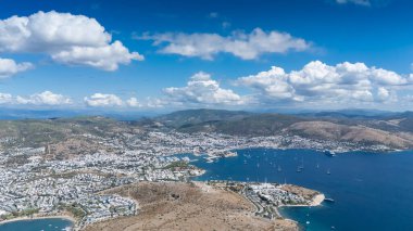 Aerial View of Bodrum Marina and Castle, Scenic Coastline of Turkey