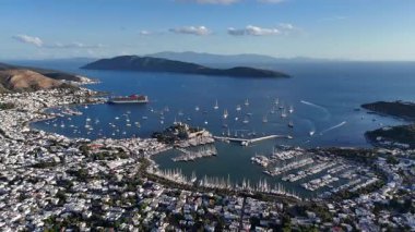Aerial View of Bodrum Marina and Castle, Scenic Coastline of Turkey