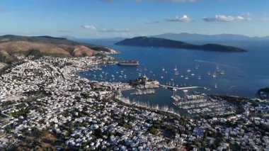 Aerial View of Bodrum Marina and Castle, Scenic Coastline of Turkey