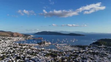 Aerial View of Bodrum Marina and Castle, Scenic Coastline of Turkey