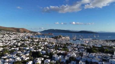 Aerial View of Bodrum Marina and Castle, Scenic Coastline of Turkey