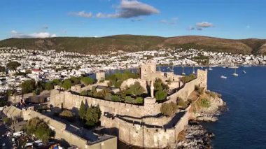 Aerial View of Bodrum Marina and Castle, Scenic Coastline of Turkey