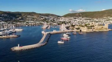 Aerial View of Bodrum Marina and Castle, Scenic Coastline of Turkey