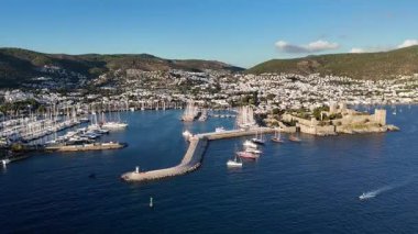 Aerial View of Bodrum Marina and Castle, Scenic Coastline of Turkey