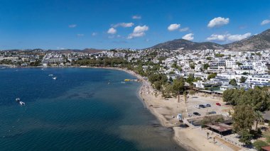 Aerial View of Bodrum Gumbet with Yachts and Clear Blue Water
