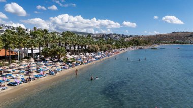 Aerial View of Bodrum Gumbet with Yachts and Clear Blue Water